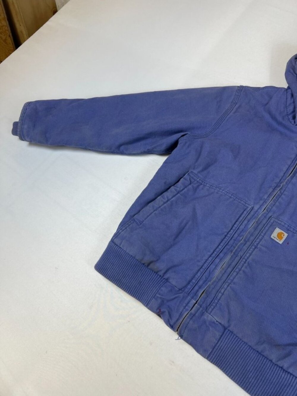 Carhartt Girls Size M 10-12 Purple Fleece Lined Hooded Zip Up Jacket Workwear - Picture 6 of 10